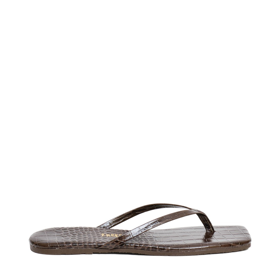 Tkees Crocodile Embossed Square Toe Sandals