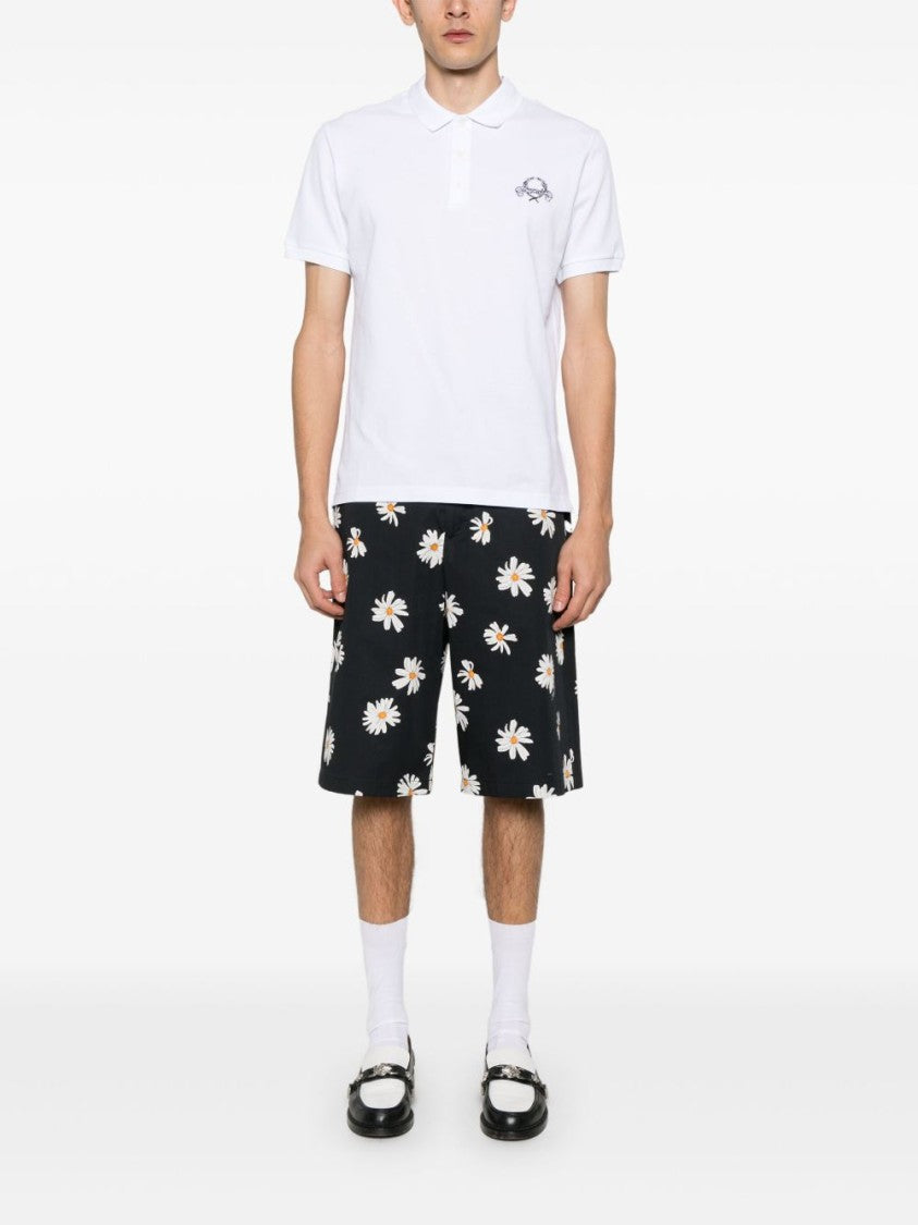 Moschino Signature Teddy Bear Motif White Polo Shirt