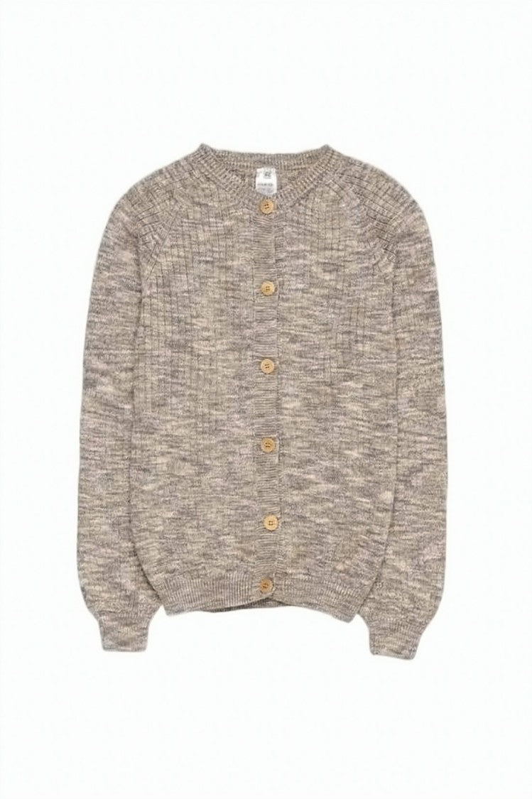 Baserange Round Neck Knitted Sweater With Button-Down Front