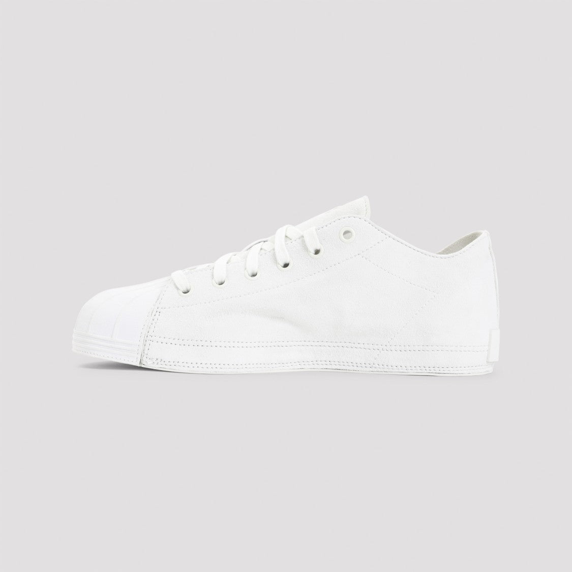 Y-3 White Suede Low-Top Sneakers With Rounded Toe Cap