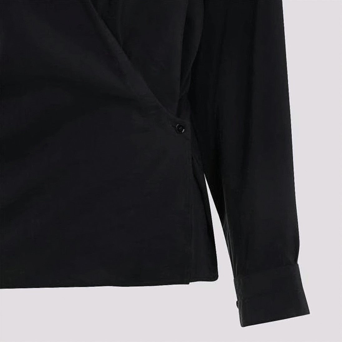 Lemaire Twisted Front Black Silk And Polyamide Shirt
