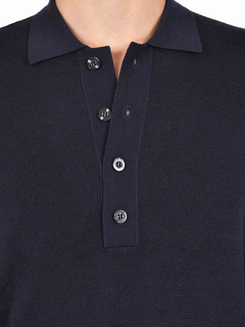 Low Brand Long-Sleeved Polo Sweater In Extra-Fine Merino Wool
