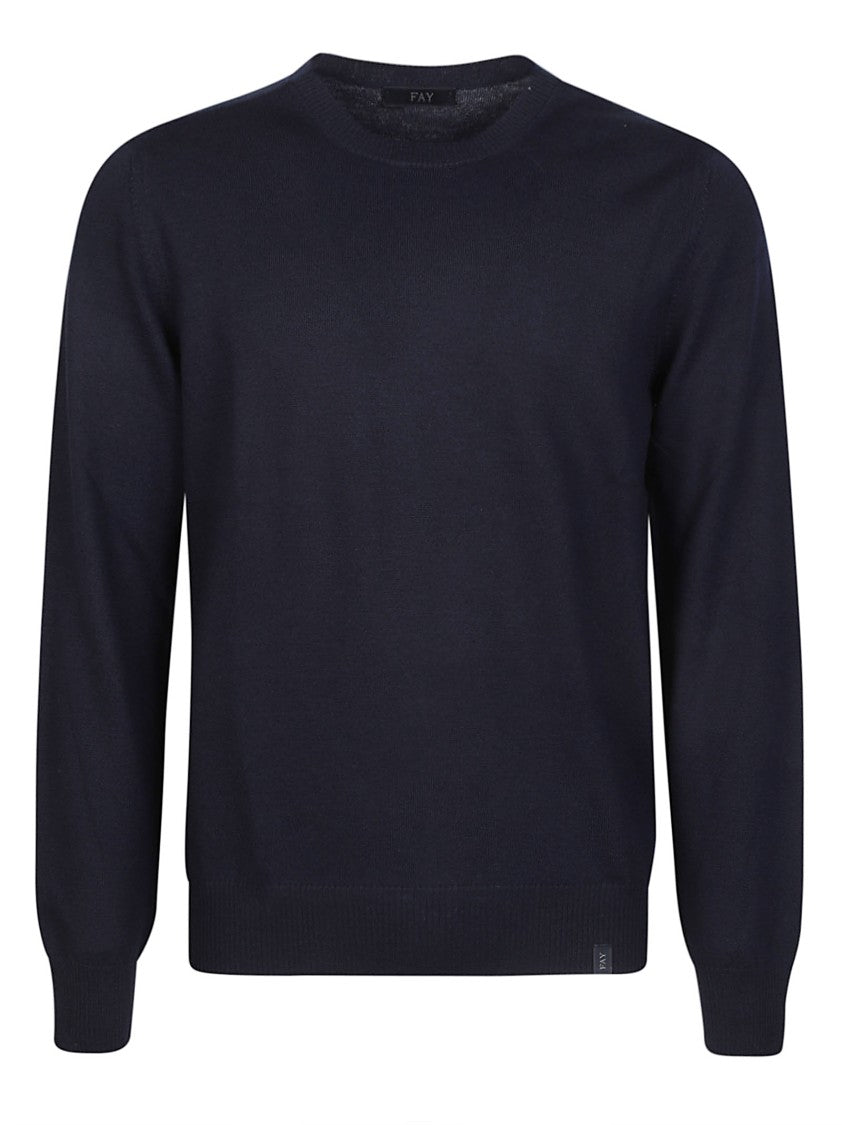 Fay Round Neck Virgin Wool Sweater