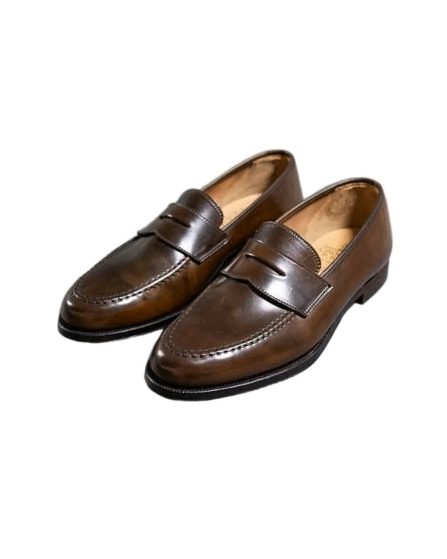 Crockett & Jones Penny Strap Loafers In Polished Horse Leather