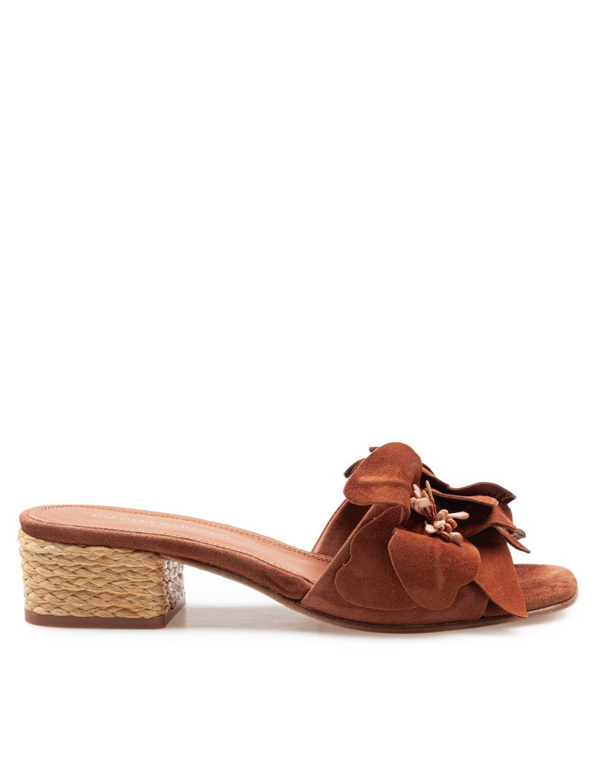 Paloma Barceló Suede Slide With Applied Flower
