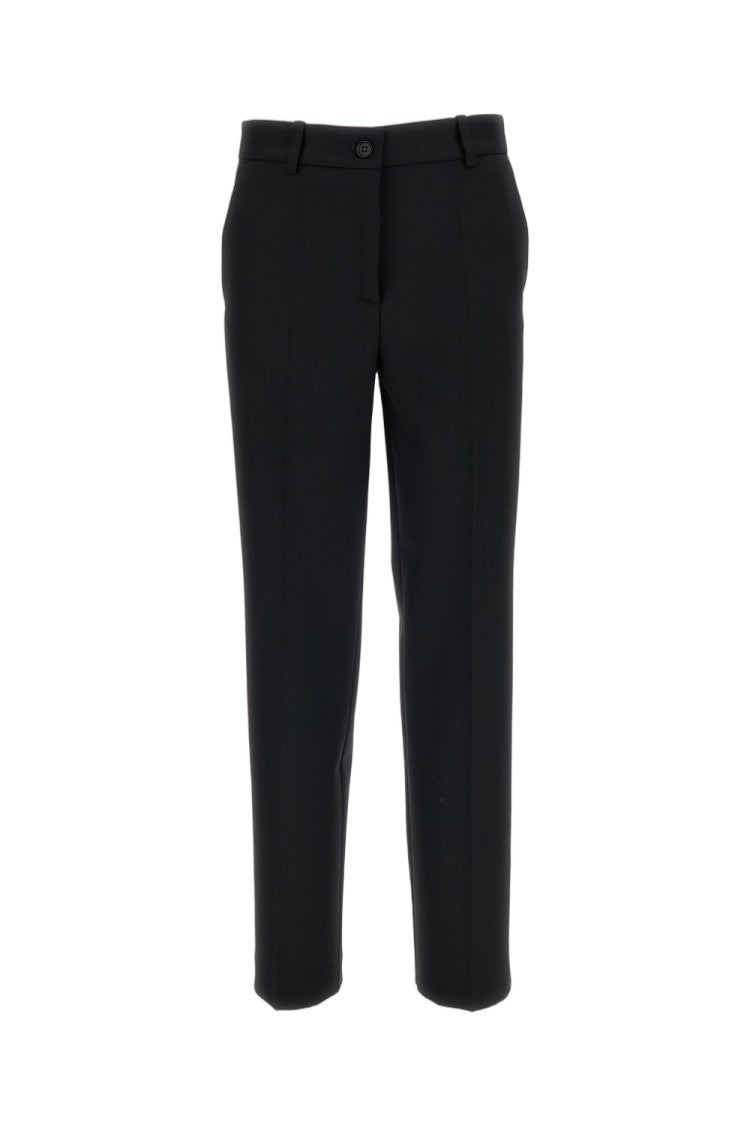 Parosh Black Stretch Wool Straight-Leg Pants