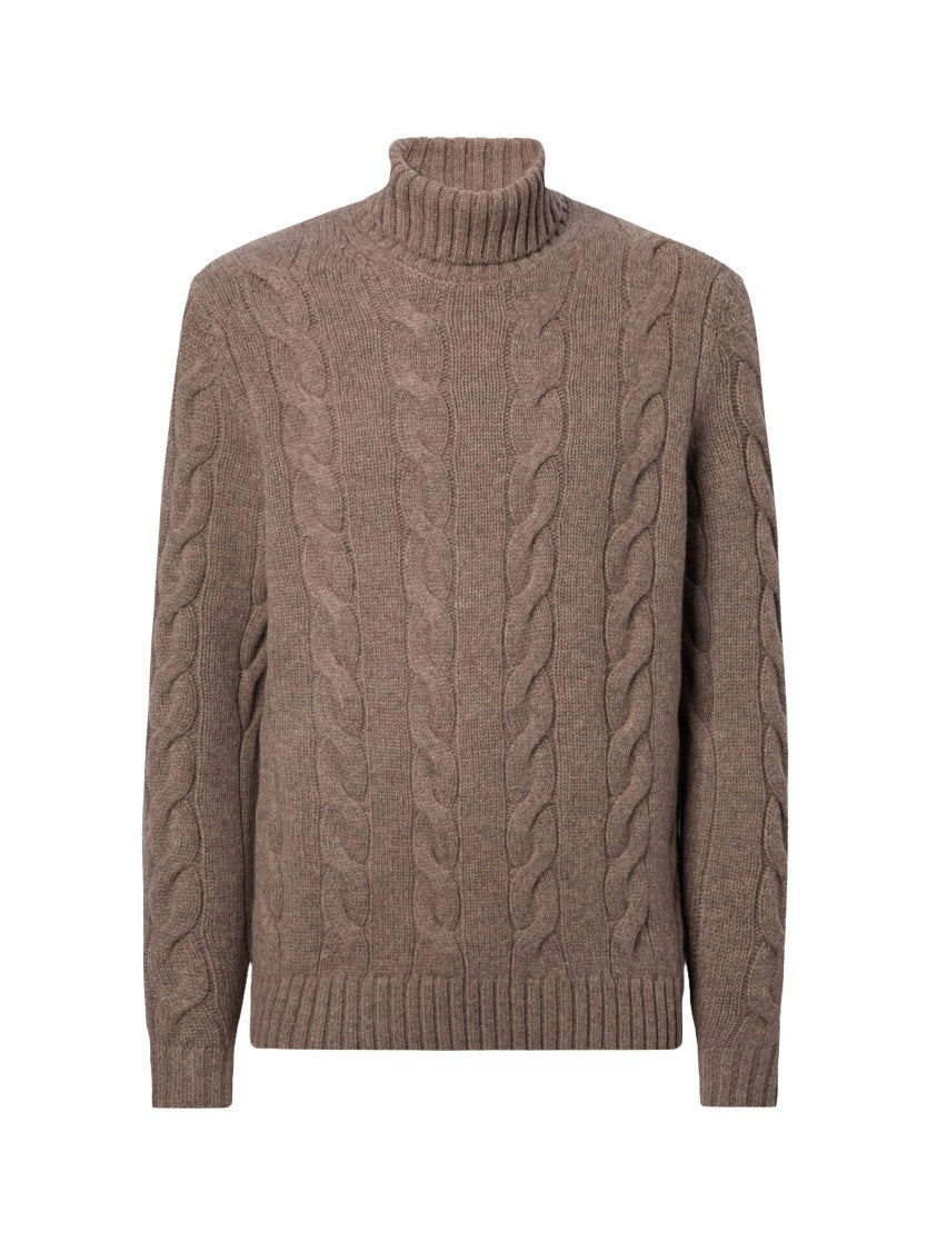 Mc2 Saint Barth Hooded Wool Sweater With Cable Knit Design