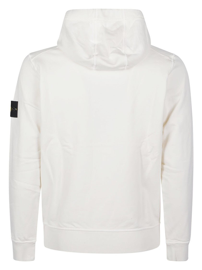 Stone Island White Basic Relaxed Fit Cotton Hoodie