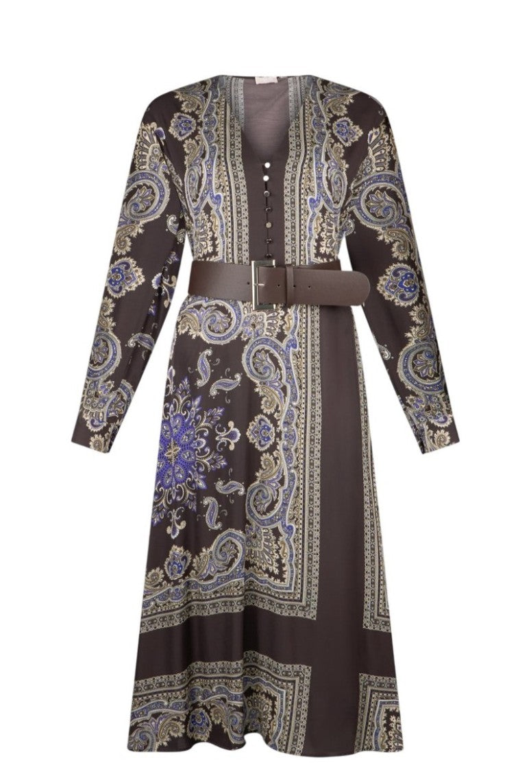 Liu Jo Print Midi Dress With Belted Waist