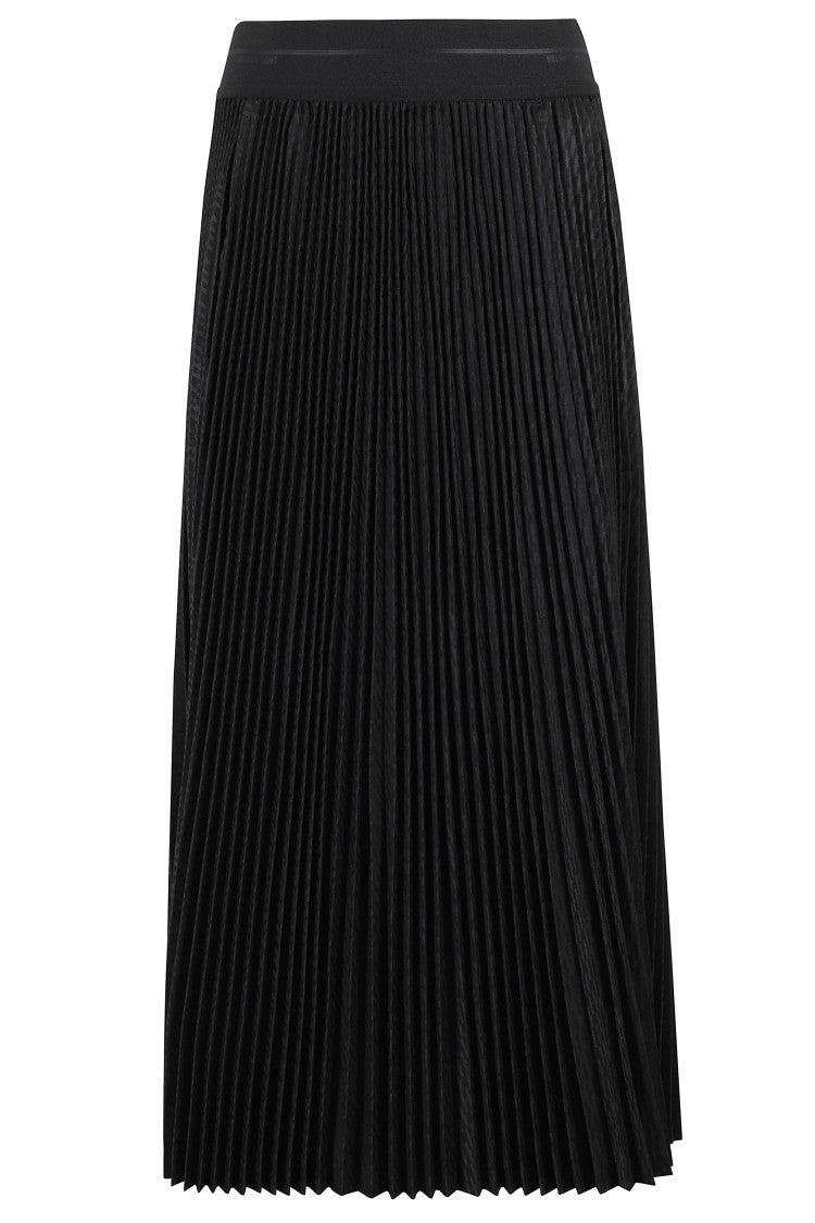 Helmut Lang Lwb Pleated Textured Skirt With Logo Waistband