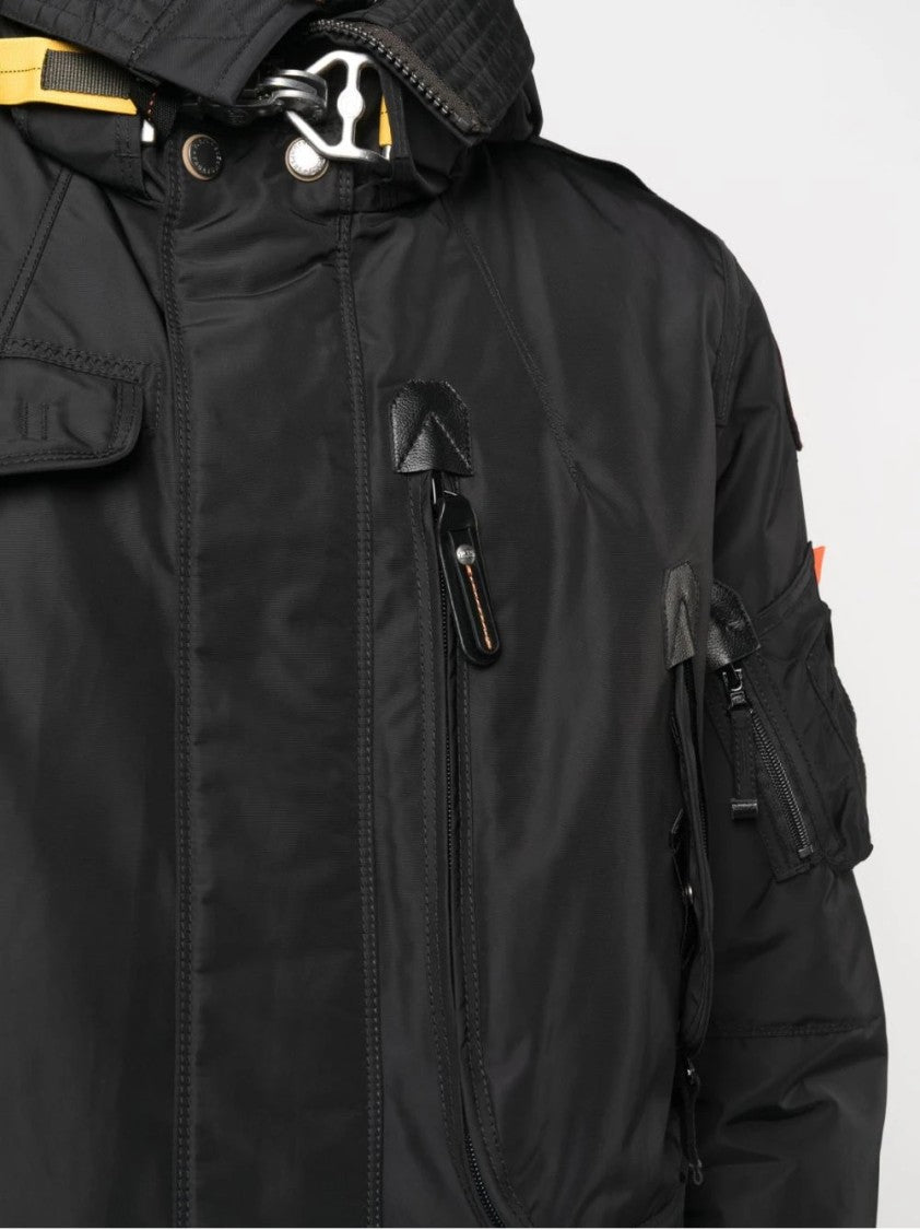 Parajumpers Oversized Black Jacket With Zippered Pockets