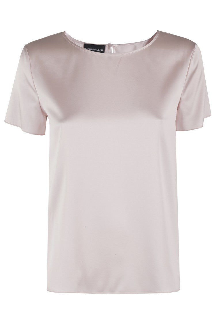 Emporio Armani Short-Sleeved Silk Blend Top With Back Closure