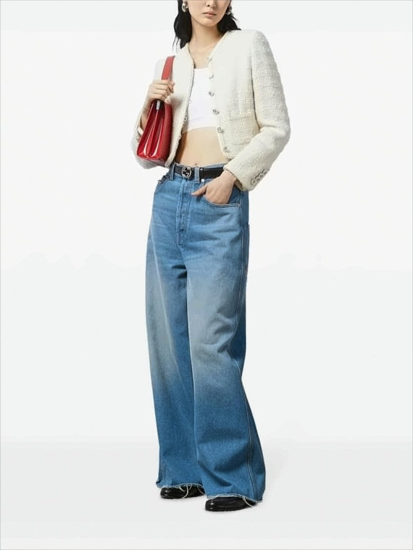 Gucci Textured Wool Blend Cropped Jacket