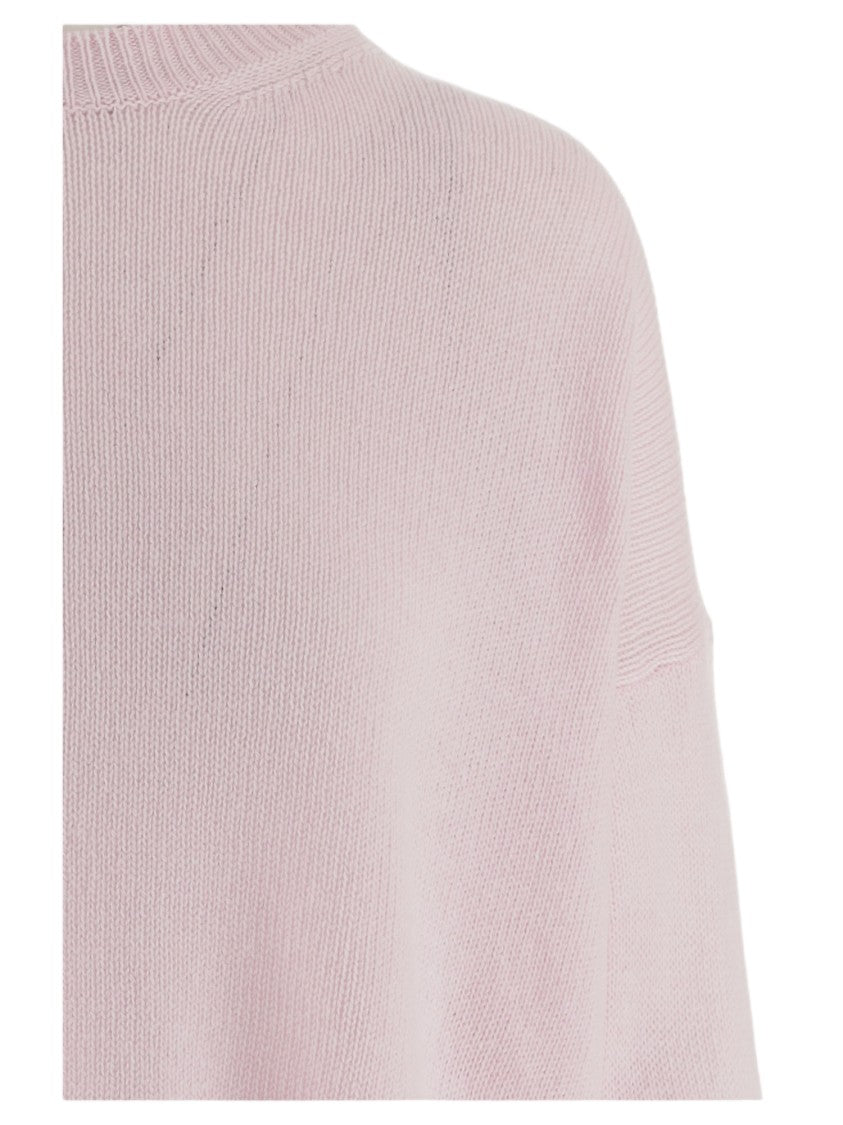 Jil Sander Pink Asymmetrical Ribbed Cashmere Sweater