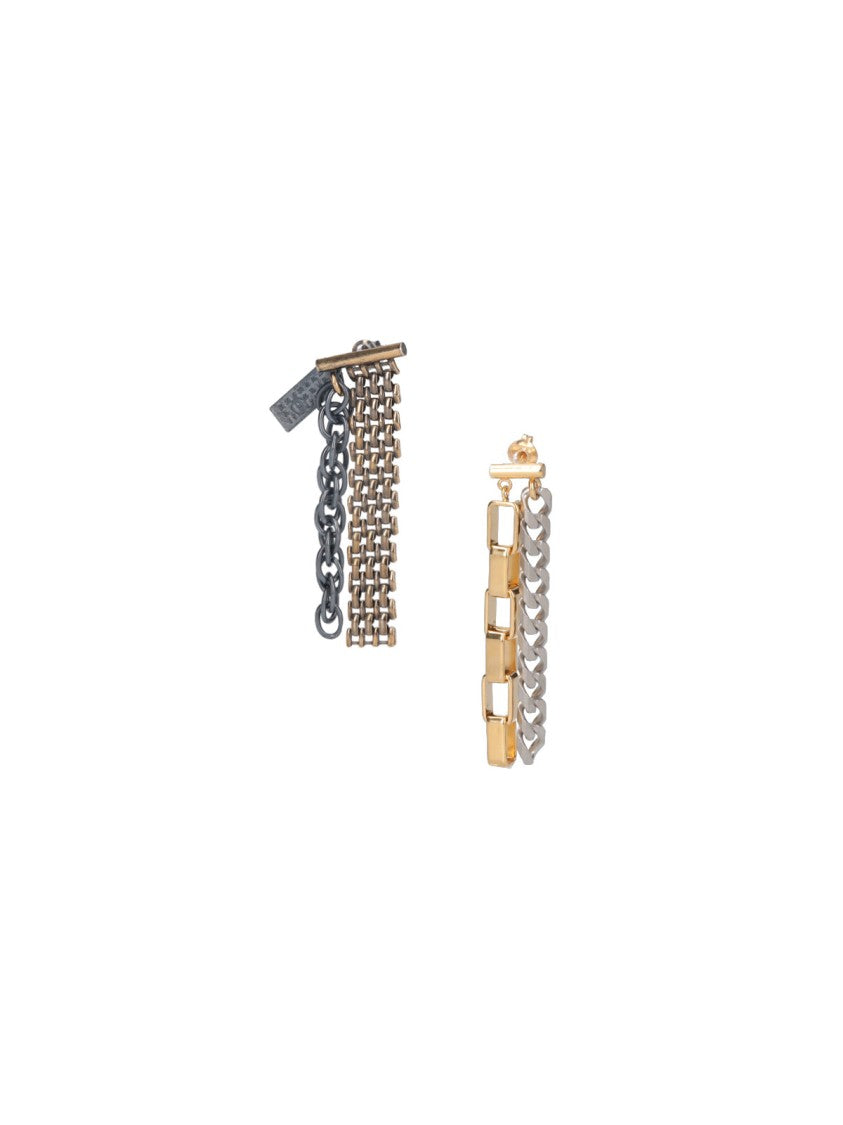 Mm6 By Maison Margiela Brass Drop Earrings With Chain Charms