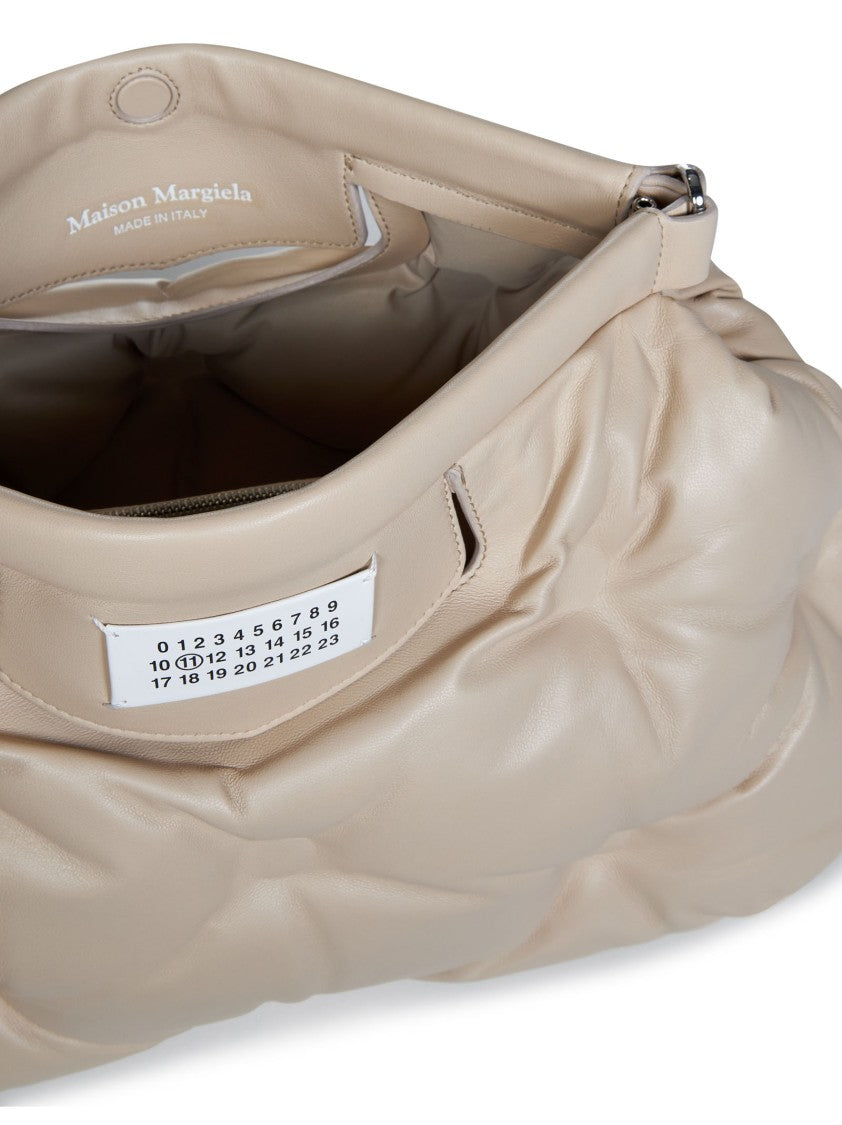 Maison Margiela Almond-colored quilted leather shoulder bag