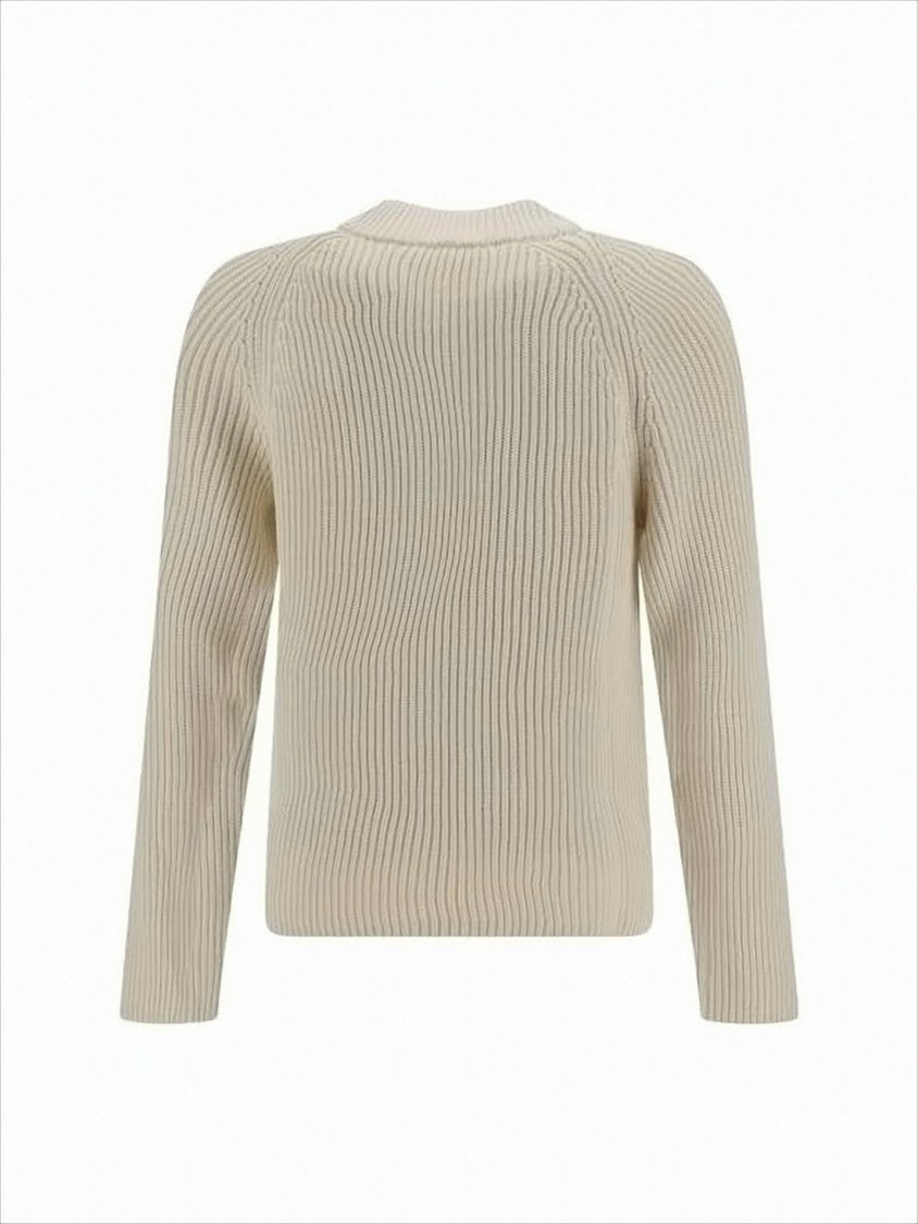 Ami Ribbed Knit Sweater With Crew Neckline