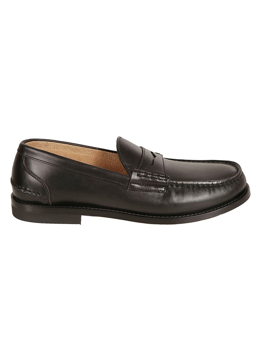 Premiata Minimalist Black Calf Leather Flat Shoes