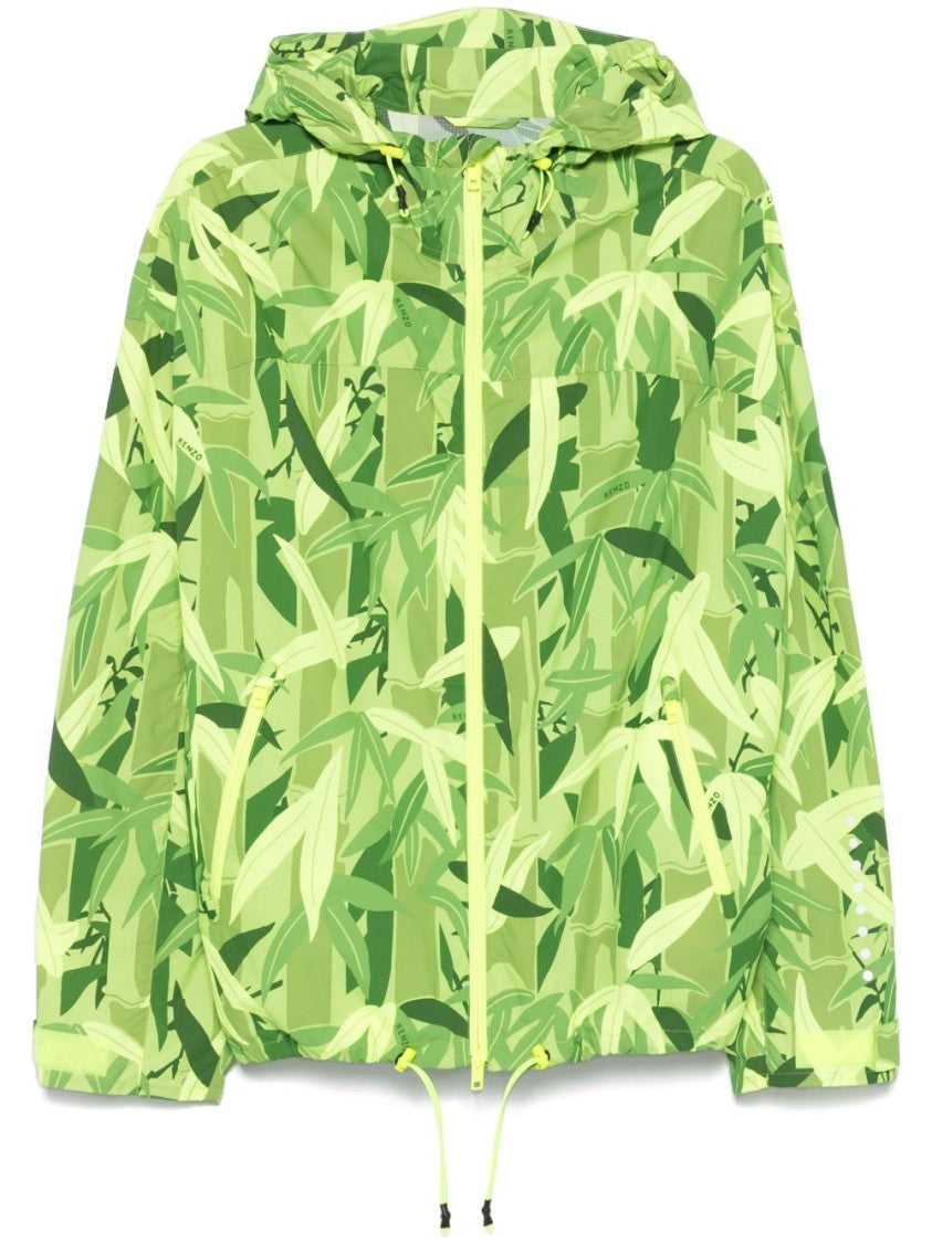 Kenzo Lime Green Drawstring Hood Zip Jacket