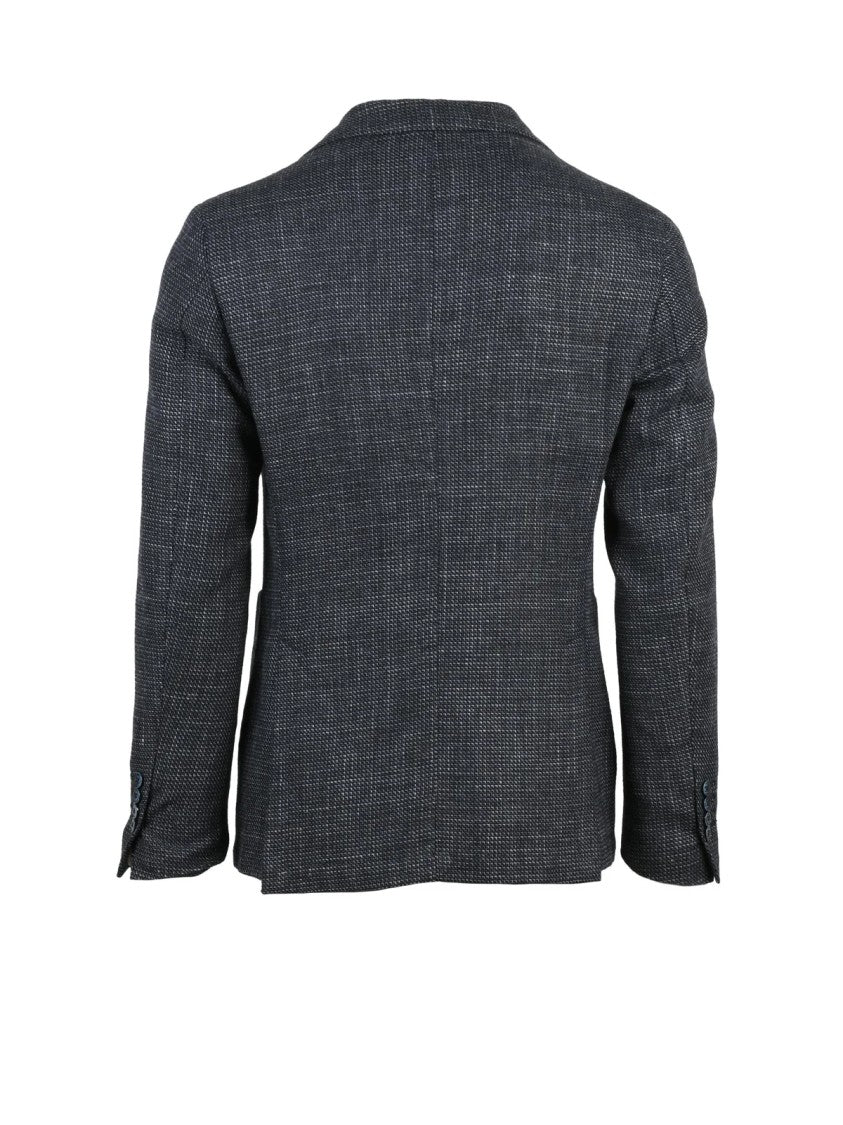 L.B.M. 1911 Textured Fitted Jacket With Notch Lapels And Button Closure