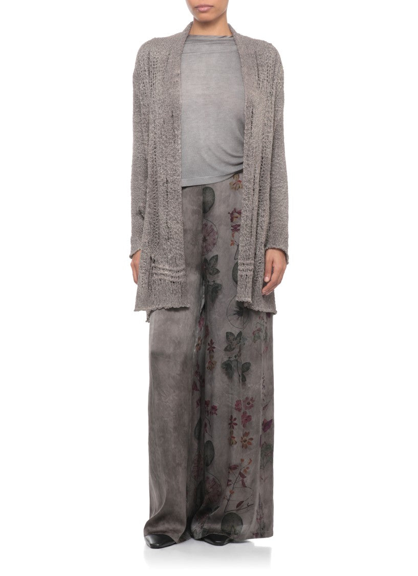 Avant Toi Grey Round Neck Silk-Blend Sweater
