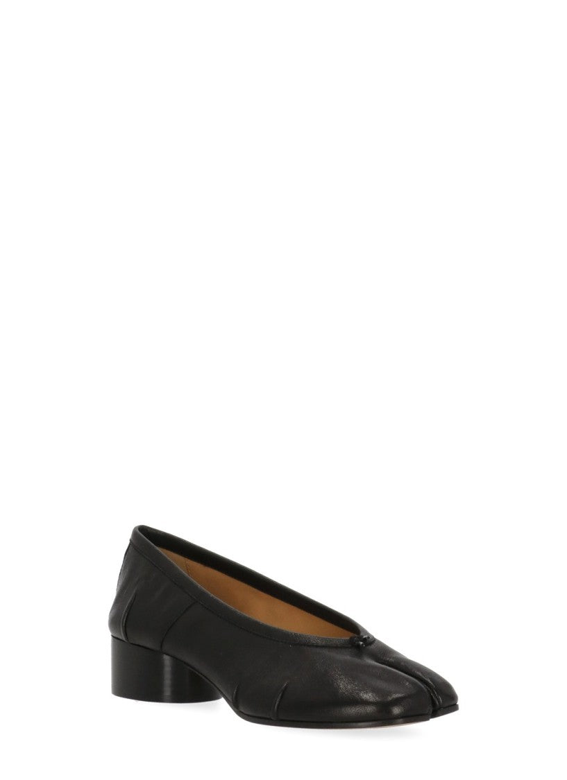 Maison Margiela Black Tabi Bow Leather Heeled Shoes
