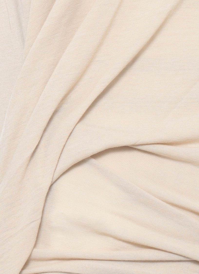 Rick Owens Ivory Cotton T-Shirt With Draped Detail