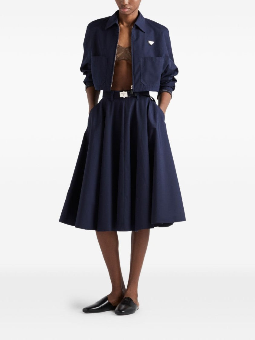 Prada Black Poplin Boxy Minimalist Zipper Jacket