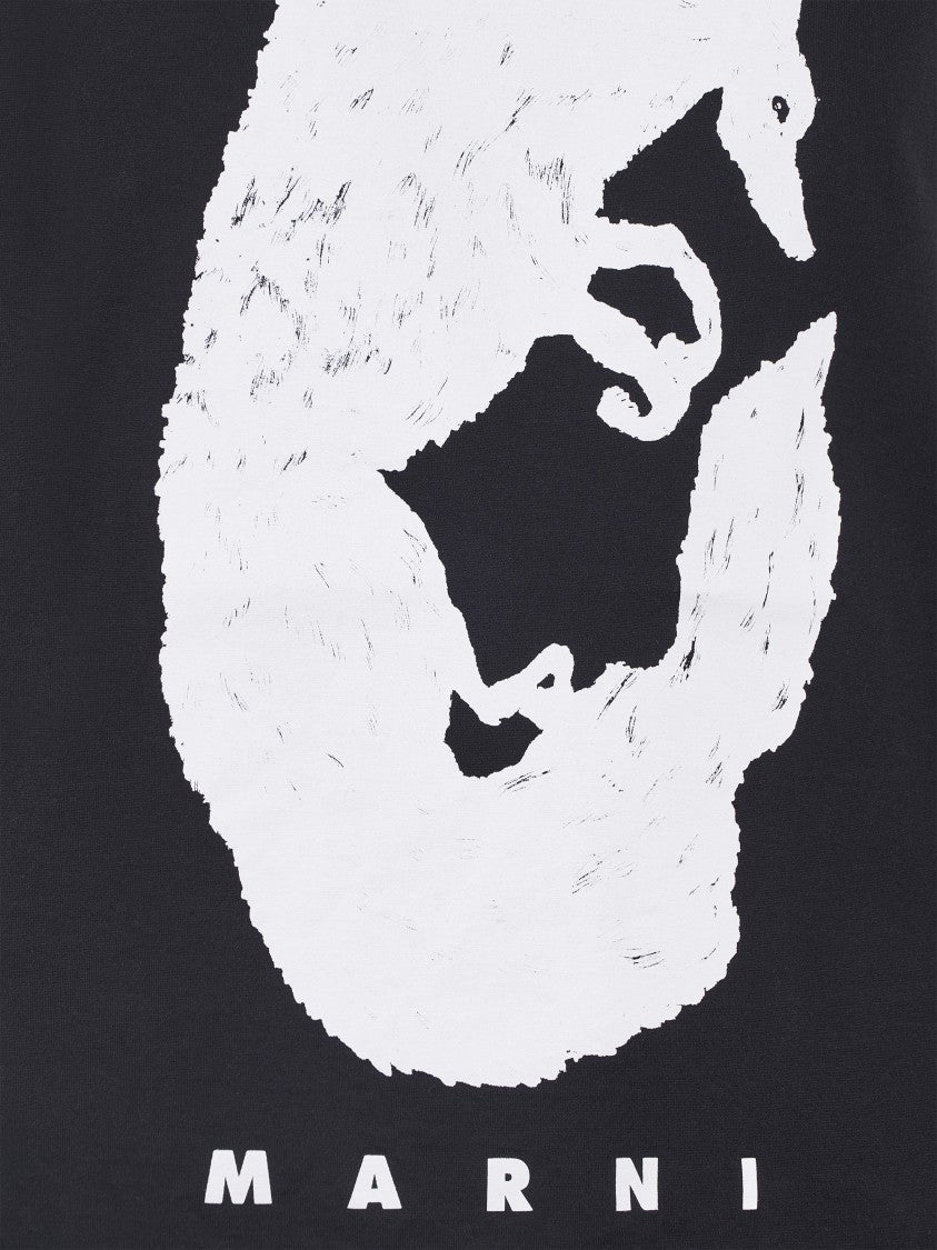 Marni Classic Black Cotton T-Shirt With Unique Graphic Design