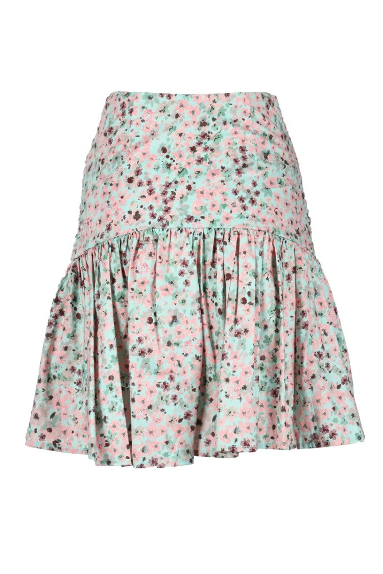 Weili Zheng Multicolor Floral Cotton Mini Skirt