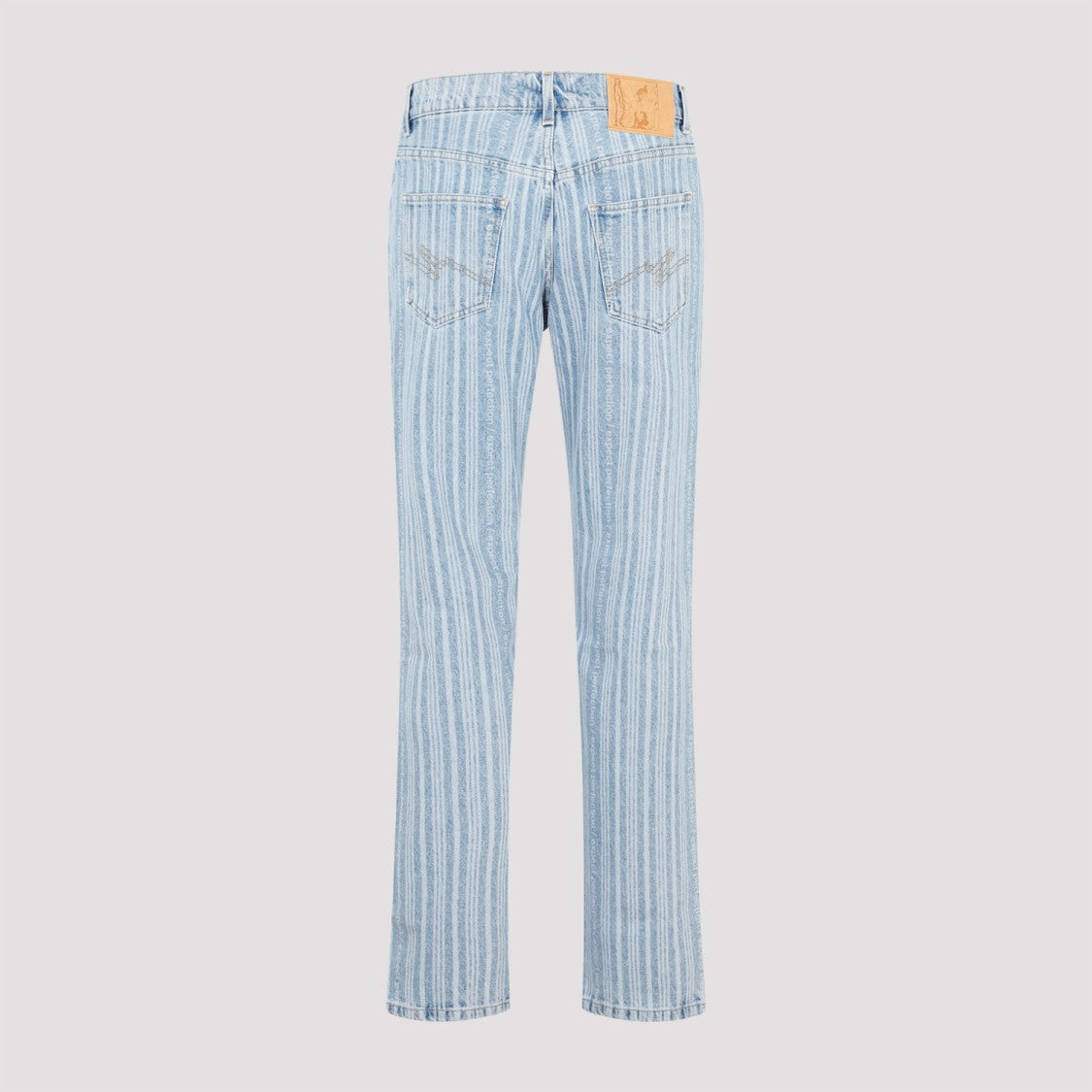 Martine Rose Blue Pinstripe Straight Leg Cotton Jeans
