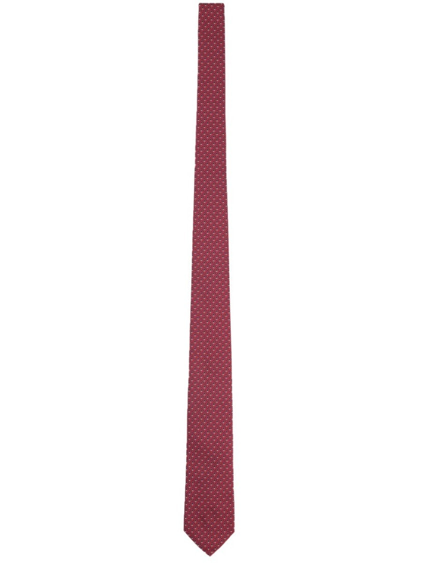 Ferragamo Deep Red Repeating Dot Silk Tie