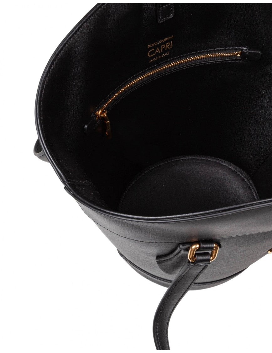Dolce & Gabbana Black Leather Coffa Capri Bag