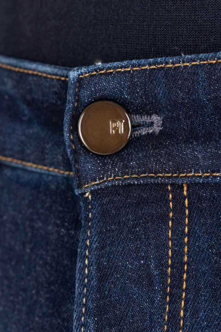 Pt Denim Dark Wash Camoscio Carrot Fit Jeans