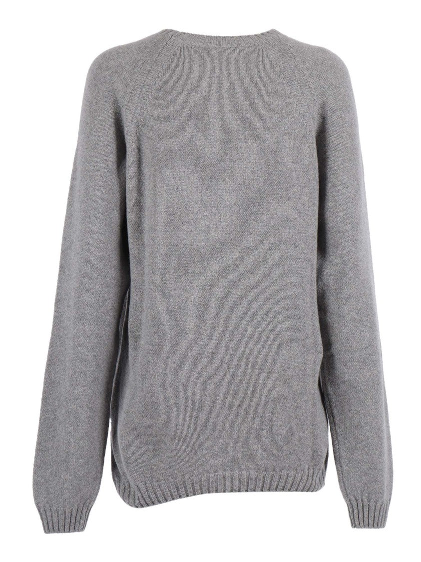 Alberta Ferretti Lightweight Cashmere-Wool Knit Sweater With Classic Round Neckline