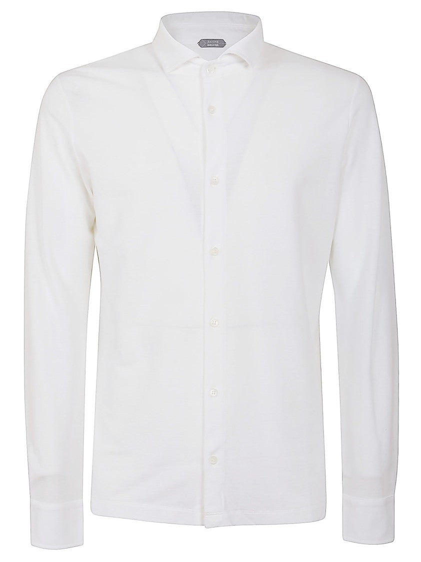 Zanone Classic Long-Sleeved White Shirt With Button-Down Front