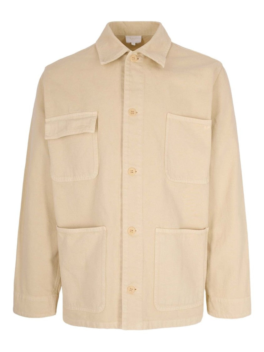 A.P.C. Beige Jacket With Classic Collar And Minimalistic Design