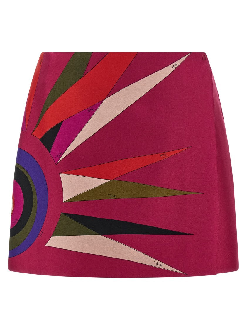 Emilio Pucci Silk Twill Mini Skirt With Abstract Sunburst Print