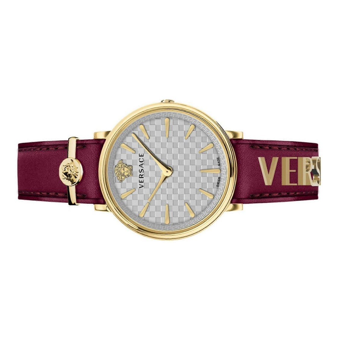 Versace Greca Logo 38Mm Women's Analog Watch With Blue Leather Strap