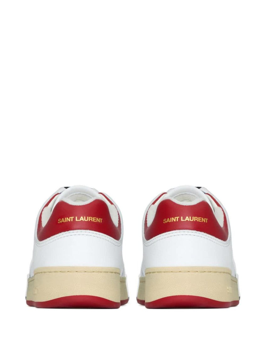 Saint Laurent White Sl61 Textured Leather Sneakers