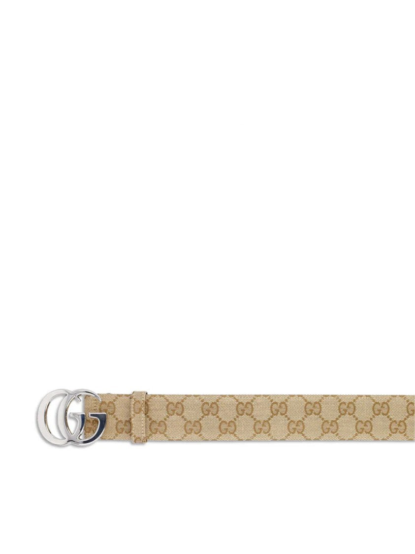 Gucci Beige Interlocking Double-G Pattern Slim Belt