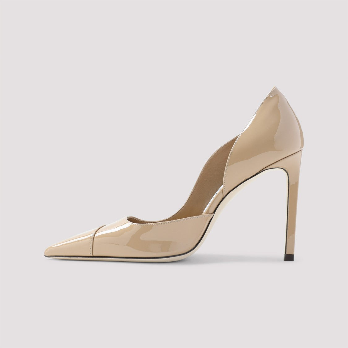 Jimmy Choo Chain Beige Patent Leather Brigitte 100 Pumps