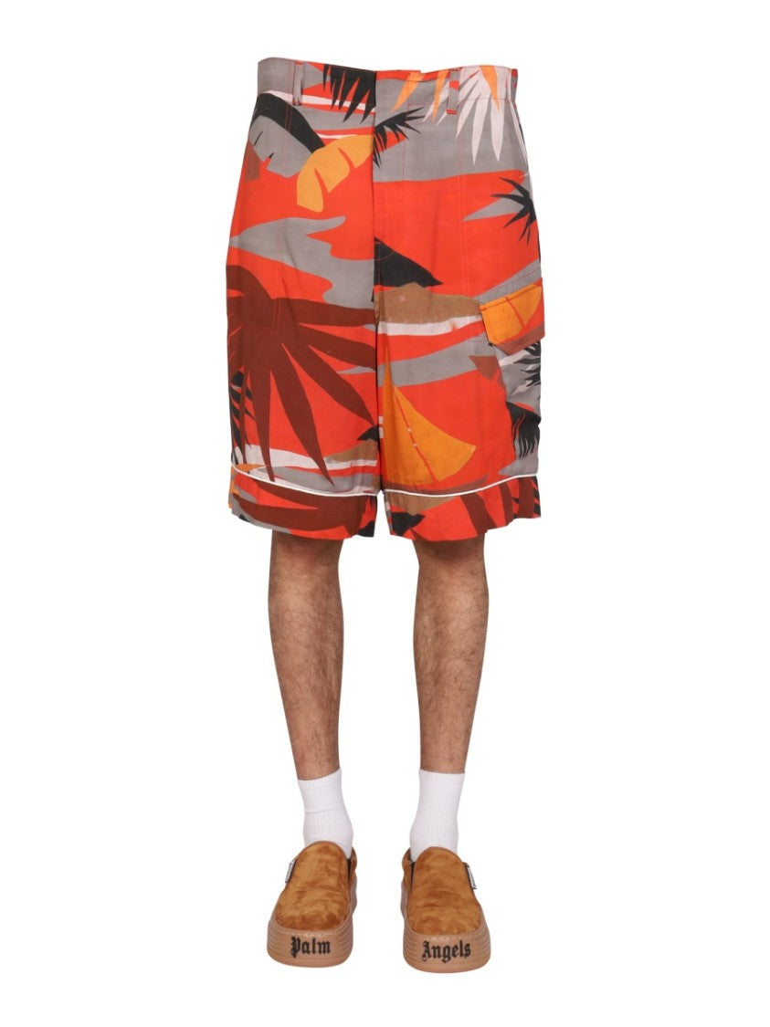 Palm Angels Tropical Print Cargo Bermuda Shorts