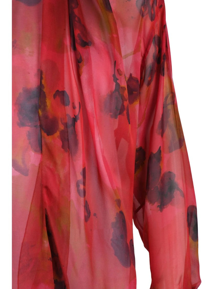 Victoria Beckham Multicolor Floral Silk High-Neck Blouse