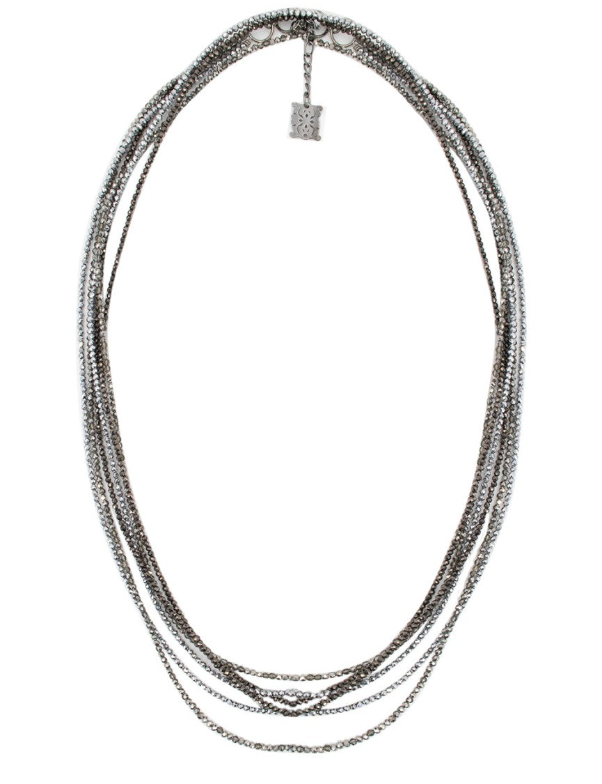Panicale Multi-Strand Necklace With Faceted Beads In Silver