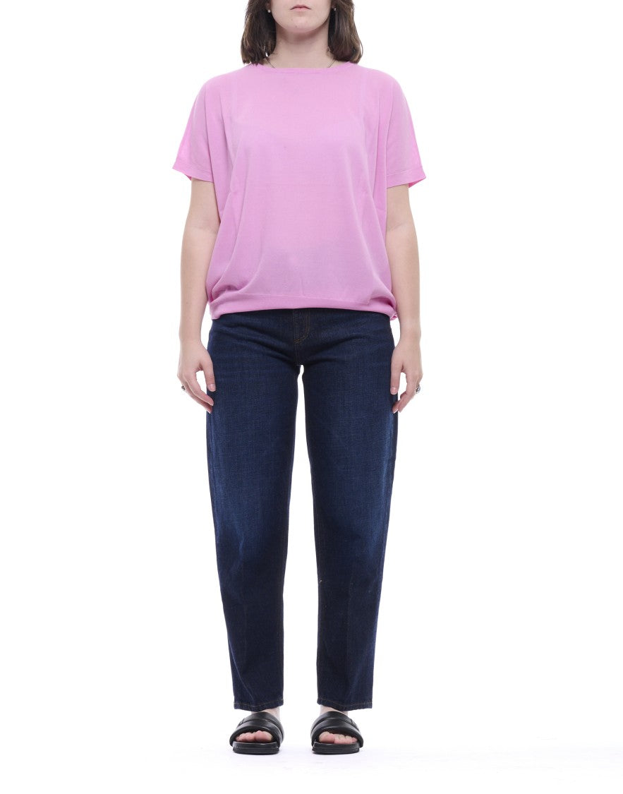 Aragona Prism Pink Crew Neck Cotton T-Shirt