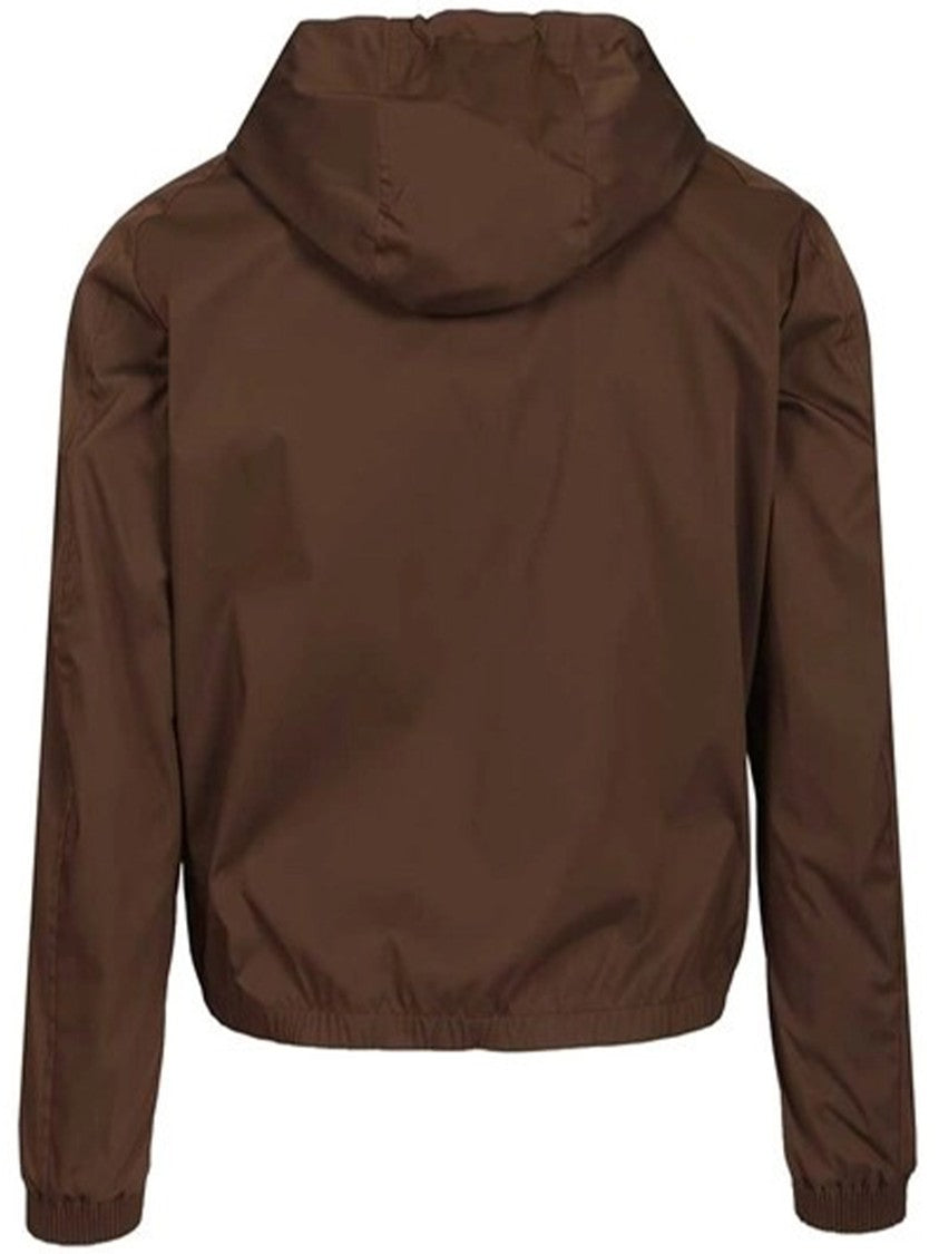 Moorer Brown Matte Finish Casual Jacket With Hood