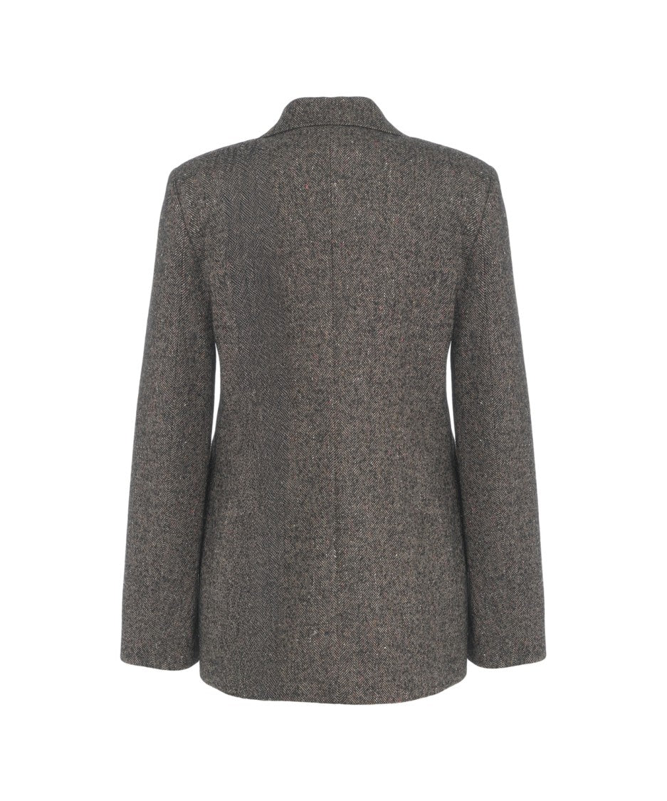 Department Five Structured Military-Inspired Jacket With Flap Pockets And Herringbone Pattern