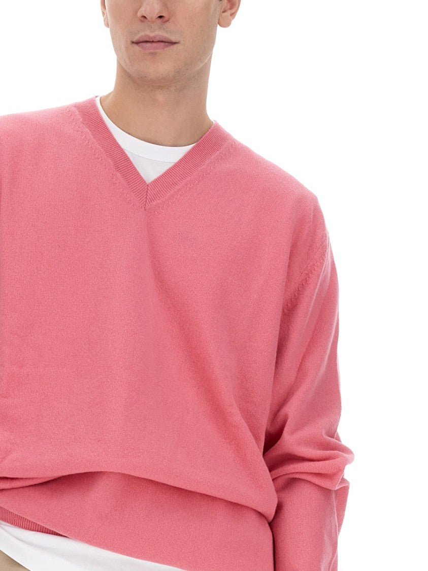 Comme Des Garçons Relaxed-Fit V-Neck Wool Jersey Sweater