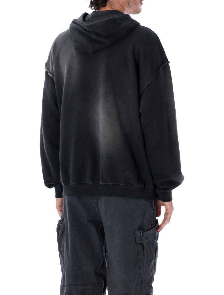 Diesel Relaxed Fit Washed Black Hoodie With Vintage Detailing